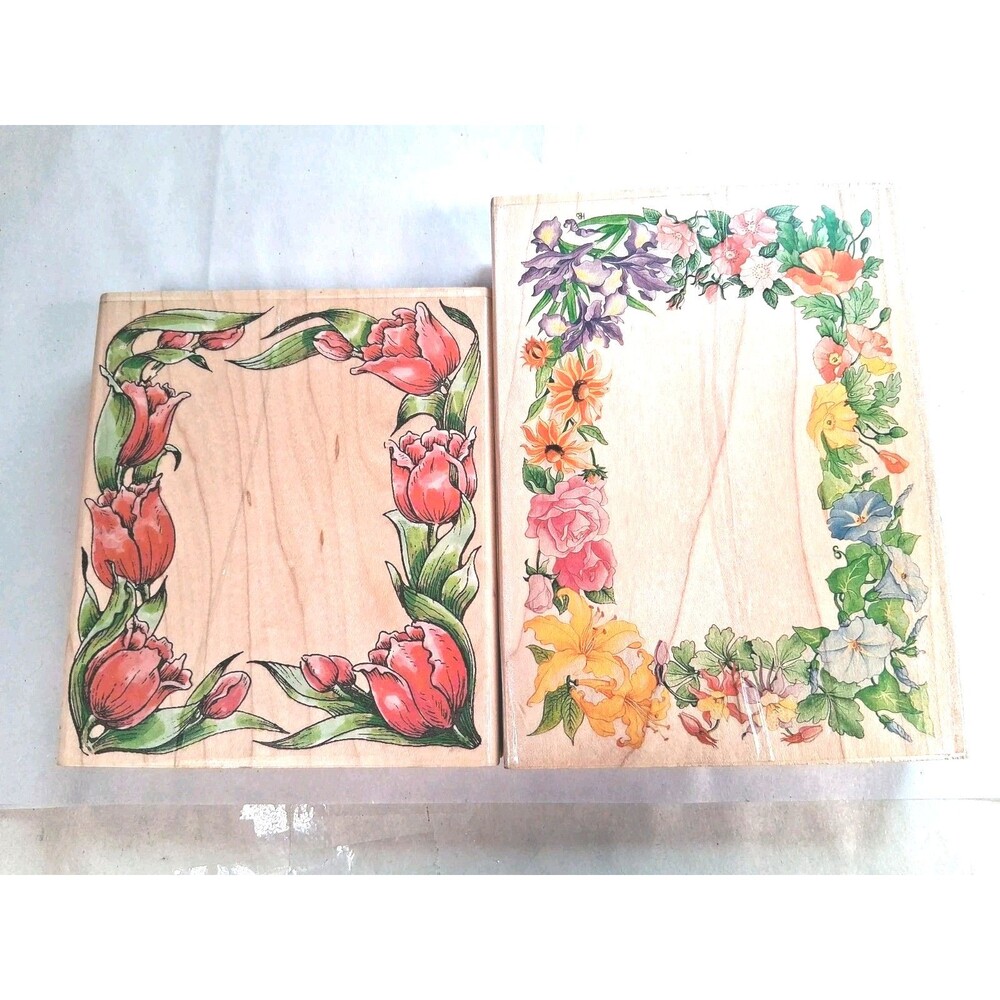 Set Of 2 Large Tulip And Wildflower Frames Sramping Scrapbooking